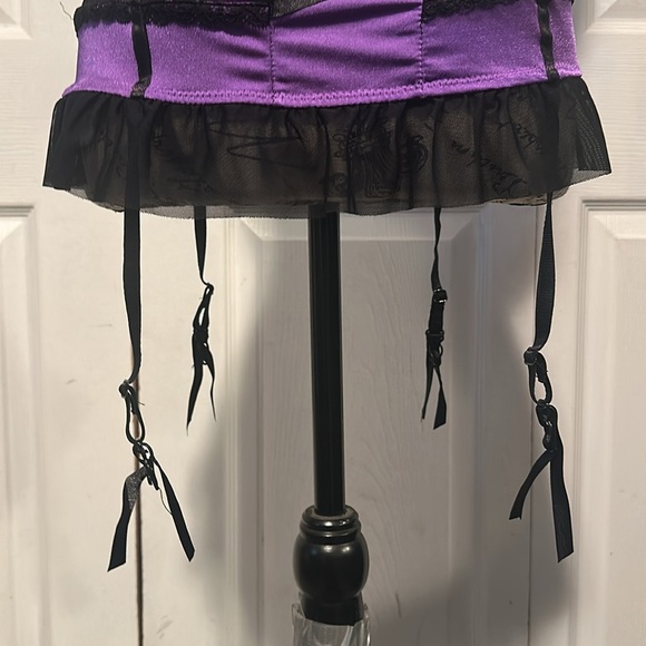BodyRage Intimates Purple and Black Corset & Garter Bodysuit - Picture 4 of 11